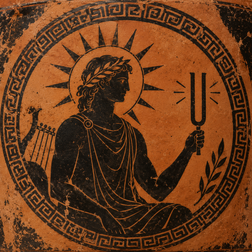 Apollon mit Stimmgabel im Stil einer griechischen Vase